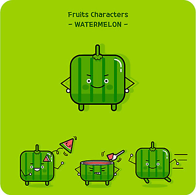 캐릭터 일러스트 수박 사람없음 귀여움 숟가락 과일캐릭터 수박캐릭터 일러캐릭터 AI파일 컨셉 과일 수저 파일형식 벡터
