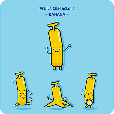 캐릭터 일러스트 바나나 사람없음 귀여움 과일캐릭터 바나나껍질 일러캐릭터 AI파일 컨셉 과일 껍질 파일형식 벡터