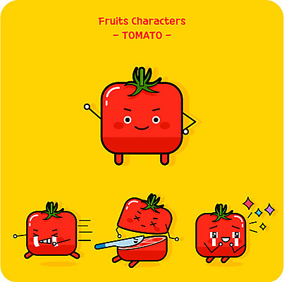 캐릭터 토마토 채소 일러스트 사람없음 귀여움 칼 눈물 채소캐릭터 일러캐릭터 AI파일 감정 컨셉 파일형식 벡터