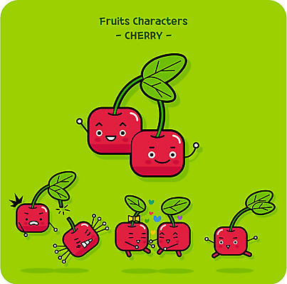 캐릭터 일러스트 사람없음 귀여움 하트 체리 과일캐릭터 체리캐릭터 일러캐릭터 AI파일 모양 컨셉 과일 파일형식 벡터
