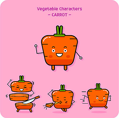 캐릭터 채소 일러스트 사람없음 귀여움 당근 칼 채소캐릭터 일러캐릭터 AI파일 컨셉 뿌리채소 파일형식 벡터