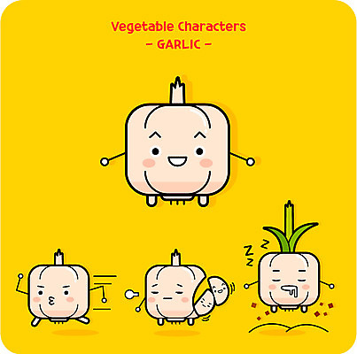 캐릭터 채소 일러스트 마늘 사람없음 귀여움 잠 채소캐릭터 일러캐릭터 AI파일 컨셉 파일형식 벡터