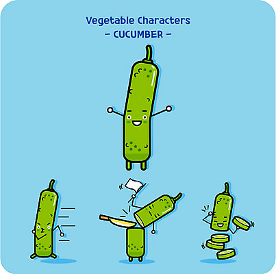캐릭터 채소 일러스트 오이 사람없음 귀여움 칼 채소캐릭터 항복 일러캐릭터 AI파일 컨셉 파일형식 벡터