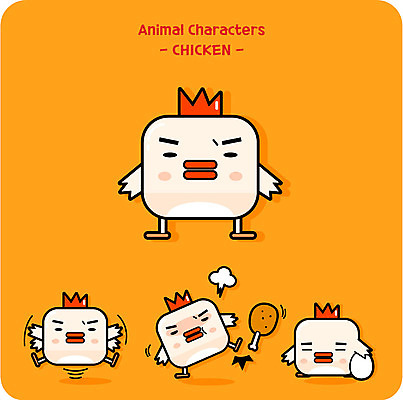 캐릭터 동물캐릭터 일러스트 사람없음 귀여움 계란 치킨 닭 닭캐릭터 일러캐릭터 AI파일 동물 컨셉 조류 알 닭고기요리 파일형식 벡터