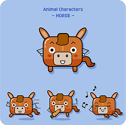 캐릭터 동물캐릭터 음표 일러스트 사람없음 귀여움 당근 말_동물 말캐릭터 일러캐릭터 AI파일 동물 기호 음악 컨셉 포유류 뿌리채소 파일형식 벡터