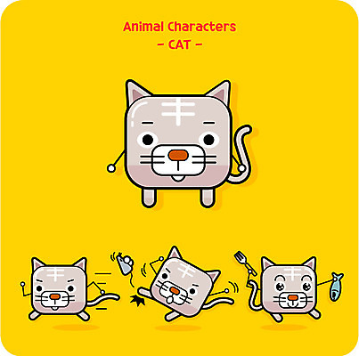 캐릭터 동물캐릭터 포크 일러스트 어류 사람없음 귀여움 고양이 쥐 고양이캐릭터 일러캐릭터 AI파일 동물 식기 컨셉 포유류 반려동물 수중동물 설치류 파일형식 벡터