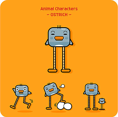 캐릭터 동물캐릭터 일러스트 사람없음 귀여움 타조 타조알 일러캐릭터 AI파일 동물 컨셉 조류 알 파일형식 벡터