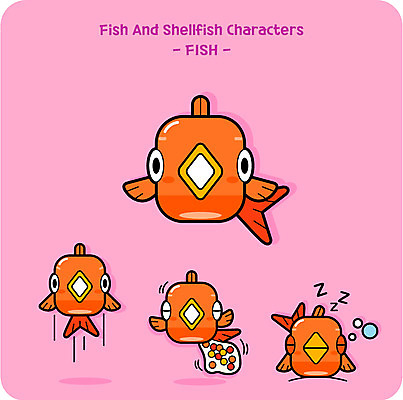 캐릭터 동물캐릭터 일러스트 사람없음 귀여움 잠 어류캐릭터 생선알 일러캐릭터 AI파일 동물 컨셉 어류 알 파일형식 벡터