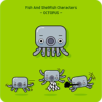 캐릭터 동물캐릭터 일러스트 사람없음 귀여움 알 문어 일러캐릭터 AI파일 동물 컨셉 연체동물 수중동물 파일형식 벡터