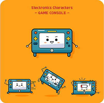 캐릭터 일러스트 사람없음 귀여움 전기에너지 게임기 방전 사물캐릭터 일러캐릭터 AI파일 컨셉 에너지 파일형식 벡터
