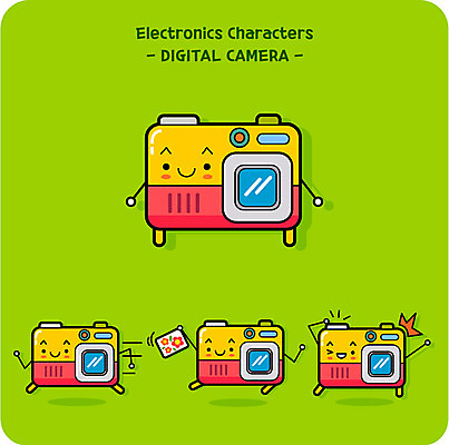 캐릭터 일러스트 사람없음 귀여움 디지털카메라 사물캐릭터 일러캐릭터 AI파일 컨셉 카메라 파일형식 벡터