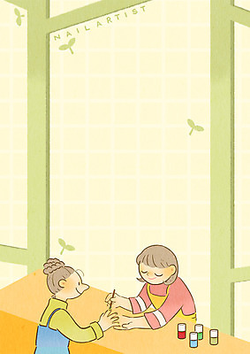 PSD 여자 일러스트 프레임 상반신 성인 두명 붓 매니큐어 장래희망 네일아티스트 프레임일러스트 국내일러스트 직업 사람 화장품 파일형식