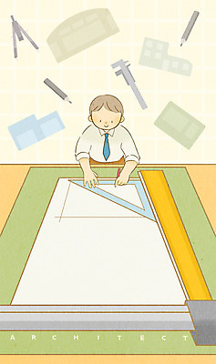 PSD 남자 일러스트 프레임 자 한명 상반신 성인 연필 설계도 건축가 장래희망 컴파스 프레임일러스트 국내일러스트 직업 1 문구용품 학용품 건설업 사람 필기구 파일형식