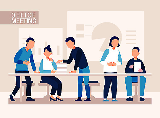 전신 여자 남자 일러스트 회사 회의 그래프 협력 서기 앉기 여러명 상반신 성인 사무실 직장인 비즈니스맨 비즈니스우먼 책상 문서 얼굴없음 국내일러스트 AI파일 직업 가구 다수 비즈니스 모션 사람 파일형식 벡터