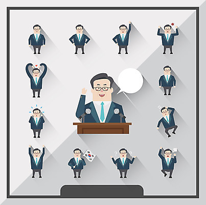 남자 말풍선 일러스트 모션 여러명 성인 세트 만세 물음표 하트 태극기 선거 단상 선거유세 대선후보 대통령선거 국내일러스트 AI파일 모양 기호 다수 사람 국기 민주주의 후보 파일형식 벡터