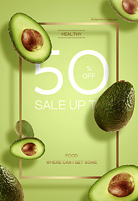 PSD 템플릿 편집이미지 사람없음 연두색 뷰티 세일 여러개 아보카도 트로피컬아트 그리너리 이미지편집 다수 과일 초록색 그림 파일형식 트랜드컬러