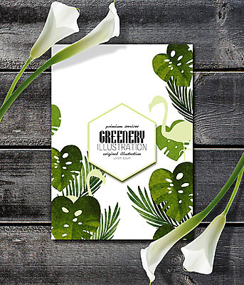 PSD 식물 편집이미지 꽃 나뭇잎 사람없음 연두색 플라밍고 엽서 그리너리 이미지편집 잎 조류 초록색 편지 파일형식 트랜드컬러