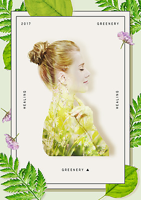 PSD 서양인 외국인 편집이미지 여자 꽃 잎 한명 상반신 20대 성인 옆모습 연두색 뷰티 눈감음 다중노출 성인여자한명만 그리너리 이미지편집 식물 1 뷰포인트 모션 촬영기법 사람 인종 청년 초록색 여자한명만 성인여자만 파일형식 트랜드컬러