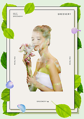 PSD 서양인 외국인 편집이미지 여자 꽃잎 꽃 잎 한명 들기 상반신 20대 성인 연두색 눈감음 다중노출 성인여자한명만 그리너리 이미지편집 식물 1 모션 촬영기법 사람 인종 청년 초록색 여자한명만 성인여자만 파일형식 트랜드컬러