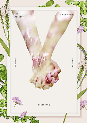 PSD 편집이미지 손 꽃 잎 신체부위 연두색 손잡기 다중노출 그리너리 이미지편집 식물 모션 촬영기법 사람 초록색 파일형식 트랜드컬러