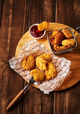 포토 JPG 음식 도마 사람없음 목재 하이앵글 치킨 튀김 소스 안주 야식 치킨너겟 나무배경 국내포토 나무 뷰포인트 백그라운드 재료 주방용품 양념 닭고기요리 파일형식