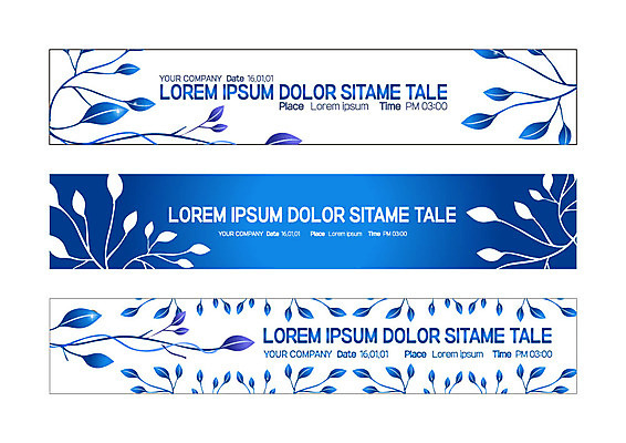 템플릿 배너 배너템플릿 가로배너 패턴 나뭇잎 사각프레임 사람없음 파란색 현수막 배너세트 AI파일 컬러 잎 무늬 프레임 가로 세트 사각형 파일형식 벡터