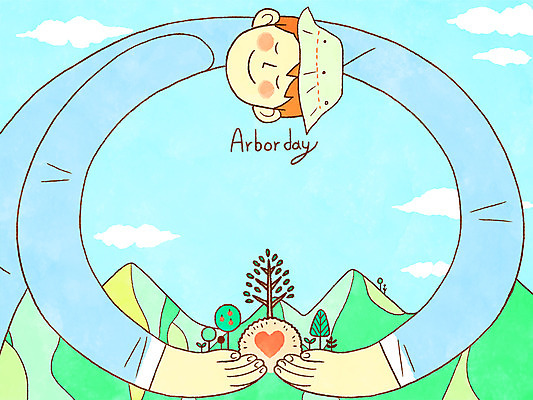 PSD 나무 남자 일러스트 안기 산 사랑 한명 웃음 상반신 성인 하트 소중 식목일 국내일러스트 모양 식물 1 기념일 감정 컨셉 모션 표정 사람 파일형식