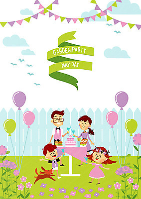 여자 남자 꽃 딸 아들 어린이 일러스트 가족 엄마 이벤트 여러명 성인 케이크 아빠 개 5월 풍선 가든파티 가랜드 국내일러스트 AI파일 식물 다수 포유류 관계 디저트 사람 파티 날짜 파티용품 파일형식 벡터