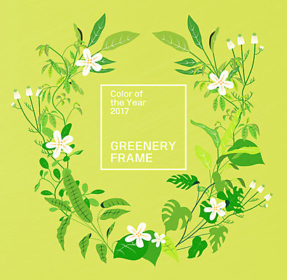 식물 꽃 일러스트 나뭇잎 프레임 사람없음 꽃봉오리 프레임일러스트 그리너리 국내일러스트 AI파일 잎 파일형식 벡터 트랜드컬러