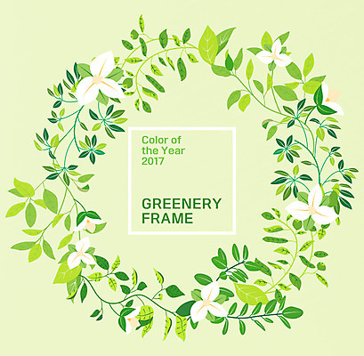 식물 꽃 일러스트 나뭇잎 프레임 사람없음 프레임일러스트 그리너리 국내일러스트 AI파일 잎 파일형식 벡터 트랜드컬러
