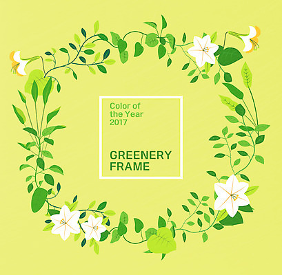 식물 꽃 일러스트 나뭇잎 프레임 사람없음 프레임일러스트 그리너리 국내일러스트 AI파일 잎 파일형식 벡터 트랜드컬러