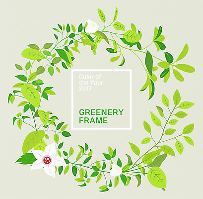 식물 꽃 일러스트 나뭇잎 프레임 사람없음 꽃봉오리 프레임일러스트 그리너리 국내일러스트 AI파일 잎 파일형식 벡터 트랜드컬러
