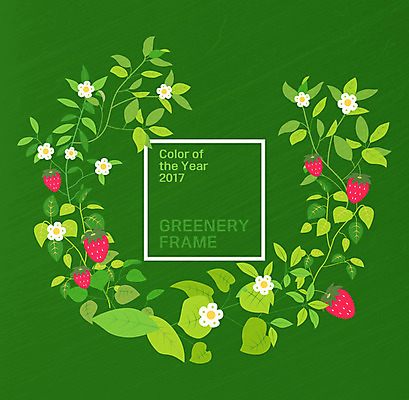 식물 열매 꽃 과일 일러스트 딸기 나뭇잎 프레임 사람없음 프레임일러스트 그리너리 국내일러스트 AI파일 잎 파일형식 벡터 트랜드컬러