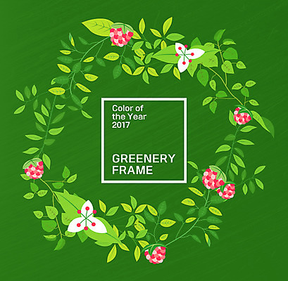 식물 열매 꽃 일러스트 나뭇잎 프레임 사람없음 프레임일러스트 그리너리 국내일러스트 AI파일 잎 파일형식 벡터 트랜드컬러