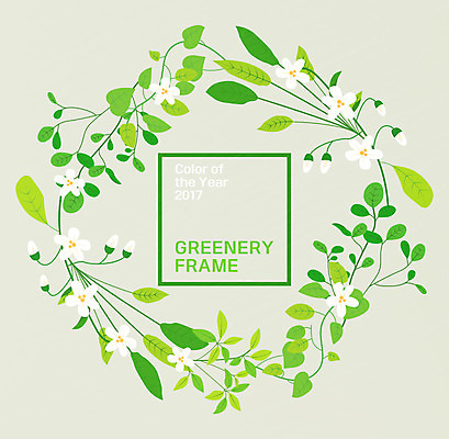 식물 꽃 일러스트 나뭇잎 프레임 사람없음 꽃봉오리 프레임일러스트 그리너리 국내일러스트 AI파일 잎 파일형식 벡터 트랜드컬러