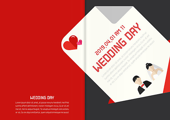 템플릿 여자 남자 신부 신랑 결혼 카드템플릿 결혼식 두명 빨간색 하트 청첩장 초대장 이미지템플릿 AI파일 카드프레임 모양 컬러 카드_감사 프레임 사람 이벤트 파일형식 벡터