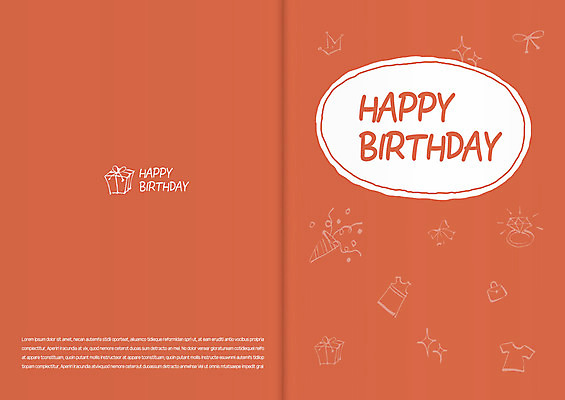 템플릿 카드템플릿 사람없음 선물상자 주황색 생일 축하카드 생일선물 생일카드 이미지템플릿 AI파일 카드프레임 기념일 컬러 카드_감사 프레임 선물 상자 파일형식 벡터