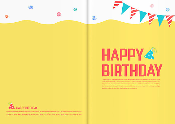 템플릿 카드템플릿 사람없음 노란색 고깔모자 생일 축하카드 생일카드 가랜드 이미지템플릿 AI파일 카드프레임 모자_잡화 기념일 컬러 카드_감사 프레임 파티용품 파일형식 벡터