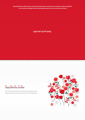 템플릿 꽃 카드템플릿 사람없음 빨간색 생일 축하카드 생일카드 이미지템플릿 AI파일 카드프레임 식물 기념일 컬러 카드_감사 프레임 파일형식 벡터