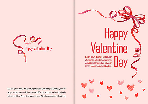 PSD 템플릿 리본 분홍색 카드템플릿 발렌타인데이 이벤트 사람없음 하트 이미지템플릿 카드프레임 모양 컬러 데이이벤트 카드_감사 프레임 파일형식