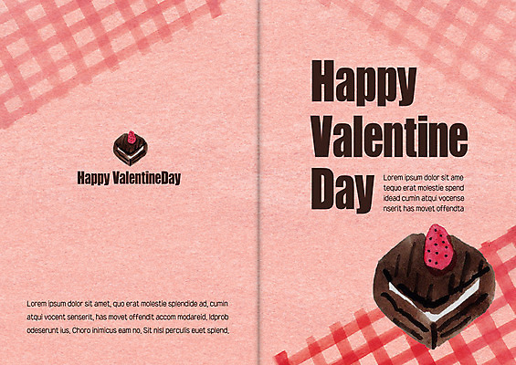 PSD 템플릿 분홍색 카드템플릿 딸기 발렌타인데이 사람없음 체크무늬 초코케이크 이미지템플릿 카드프레임 컬러 무늬 과일 데이이벤트 카드_감사 프레임 케이크 파일형식