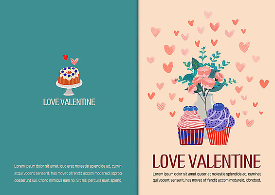 PSD 템플릿 꽃 화분 카드템플릿 발렌타인데이 사람없음 케이크 하트 컵케이크 이미지템플릿 카드프레임 모양 식물 데이이벤트 디저트 카드_감사 프레임 파일형식