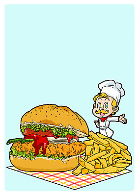 PSD 남자 음식 일러스트 패스트푸드 한명 성인 요리사 감자튀김 햄버거 국내일러스트 직업 1 감자 사람 튀김 인스턴트 파일형식