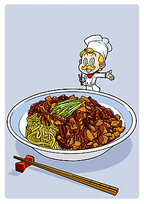 PSD 남자 음식 일러스트 젓가락 한명 성인 요리사 짜장면 국내일러스트 직업 1 수저 사람 중식 파일형식