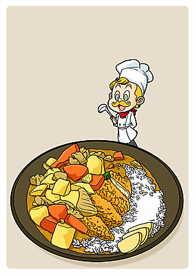 PSD 남자 일러스트 한명 성인 요리사 돈가스 카레 카레돈가스 국내일러스트 직업 1 음식 사람 커틀릿 파일형식