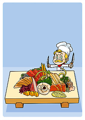 PSD 남자 음식 일러스트 한명 들기 성인 요리사 회 칼 모듬회 국내일러스트 직업 1 모션 사람 파일형식