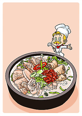 PSD 남자 음식 일러스트 한명 성인 요리사 순대국 국내일러스트 직업 1 한식 사람 국 파일형식