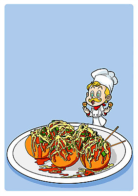 PSD 남자 음식 일러스트 한명 성인 요리사 타코야키 일본음식 국내일러스트 직업 1 사람 파일형식