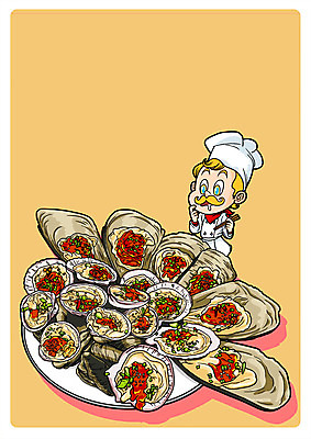 PSD 남자 음식 일러스트 조개 요리 한명 성인 요리사 가리비 국내일러스트 직업 1 어패류 사람 파일형식