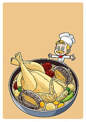 PSD 남자 음식 일러스트 여름음식 한명 성인 요리사 굴 인삼 대추 전복 삼계탕 몸보신 제철음식 국내일러스트 직업 1 어패류 사람 삼 보양식 보신 제철 파일형식 여름_계절